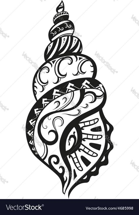 Octopus Drawings, Shell Drawings, Xmas Doodles, Glass Slumping, Seashell Tattoos, Shell Tattoos, Maori Tattoos, Pattern Elements, Shoulder Piece