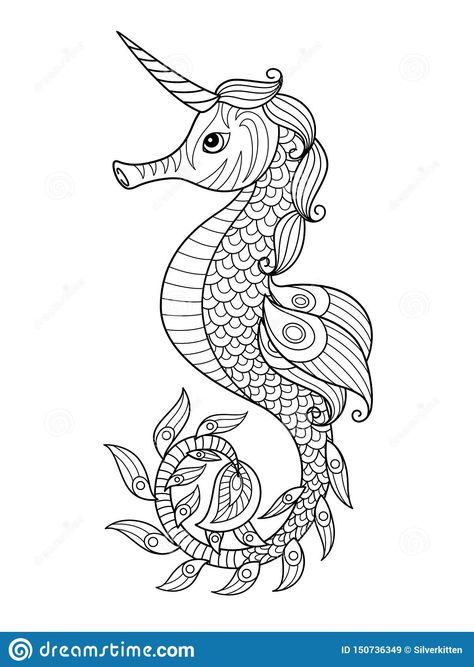 Seahorse Coloring Pages, Unicorn Seahorse, Unicorn Sketch, Seahorse Drawing, Mom Coloring Pages, Unicorn Tattoos, Unicorn Coloring, Kitty Coloring, Horse Coloring Pages