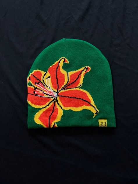 Hype Juliet Johnstone Tiger Lily Green Reversible No Cuff Beanie | Grailed Tiger Clothes, Juliet Johnstone, Cool Beanies, Green Beanie, Mens Outfit Inspiration, New Rock, Tiger Lily, Cool Hats, Cute Fits