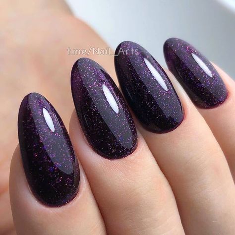 Dark Purple And Black Nails, Midnight Purple Nails, Gellish Nails, Cutest Nails, Dark Nail Designs, Dark Purple Nails, Fingernail Art, Violet Nails, Makeup Nails Designs