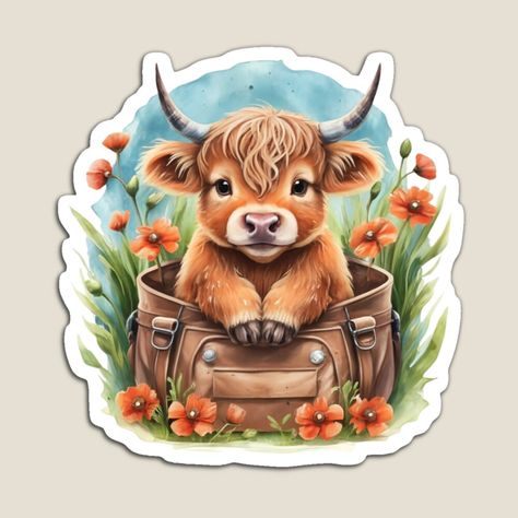 Get my art printed on awesome products. Support me at Redbubble #RBandME: https://www.redbubble.com/i/magnet/cartoon-baby-highland-cow-by-aipaint/159463689.TBCTK?asc=u Baby Highland Cow, Baby Cartoon, Highland Cow, Sport Bag, Watercolor Painting, Awesome Products, Cow, Magnets, Art