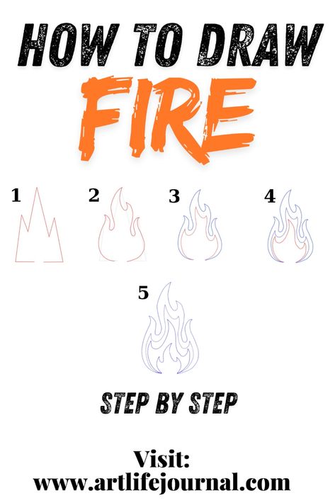 Fire is a fascinating element to draw, adding energy and movement to your artwork. Whether you want to create realistic fire flames or stylized fire drawing effects, this guide will walk you through the process step by step. By the end, you'll master how to draw fire effortlessly!  Visit: www.artlifejournal.com Stylized Fire, Drawing Effects, Fire Drawing, Fire Flames, Draw Easy, Learn How To Draw, Learn To Draw, Easy Step, Easy Drawings