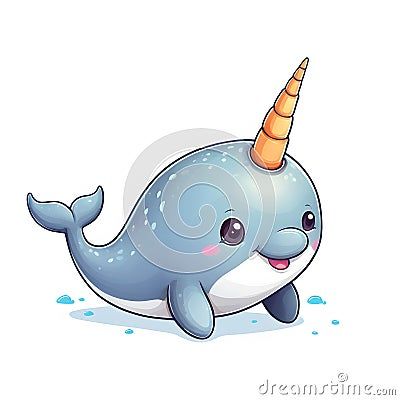 image-features-adorable-cartoon-narwhal-cheerful-expression-narwhal-depicted-playful-friendly-manner-blue-body-white-underbelly-prominent-orange-yellow-striped-horn-its-forehead-narwhal-has-large-expressive-eyes-small-smile-giving-charming-endearing-appearance-background-plain-white-which-makes-narwhal-stand Cartoon Narwhal, Cheerful Expression, Background Plain, Expressive Eyes, Adorable Cartoon, Narwhal, Yellow Stripes, Plain White, Orange Yellow