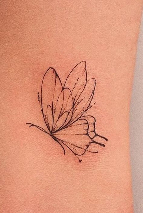 May Butterfly Tattoo, Elegant Cat Tattoo, Minimal Butterfly Tattoo Design, Whimsical Butterfly Tattoo, Butterfly Tattoo Women, Butterfly Tattoos On Shoulder, Fairy Butterfly Tattoo, Fineline Butterfly Tattoo, Butterfly Tattoo Ideas For Women