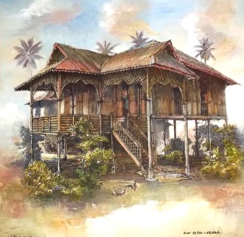 Kampung House, Philippine Architecture, Filipino House, Filipino Architecture, Framing Art, Asian House, Sea Creatures Art, Philippines Culture, Thai House