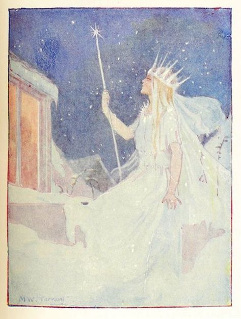 Snow Queen Illustration, Margaret Tarrant, Hans Andersen, Moon In Aquarius, Andersen's Fairy Tales, The Snow Queen, Fairy Stories, Fairy Illustration, Snow Fairy