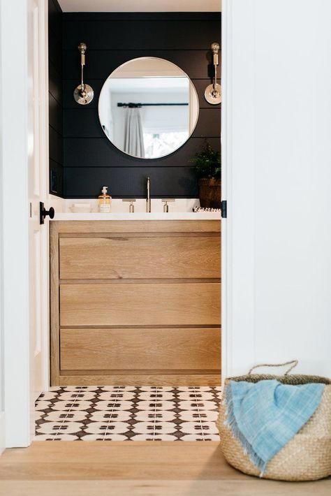 Laguna Beach Cottage Part 2 – Greige Design Black Shiplap, Beach Style Bathroom, Greige Design, Shiplap Bathroom, Ship Lap, Gorgeous Bathroom, Bath Room, Bathroom Renos, Beach Cottage