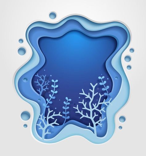 Paper Cutout Art, Underwater Sea, Ocean Design, Cake Banner Topper, Style Background, Adobe Illustrator Tutorials, Origami Design, Paper Artwork, Stencil Art