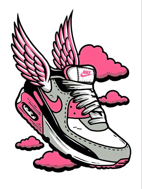 Sneaker Head Drawing, Nike Shoes Poster, Nike Logo Wallpapers, Nike Poster, Adidas Art, Graffiti Text, Nike Art, Posca Art, Comic Style Art