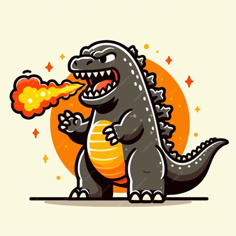 Premium Kawaii Godzilla, Cartoon Godzilla, Godzilla Cute, Godzilla Cartoon, Imagenes Cute, Cute Godzilla, Book Bricks, Godzilla Drawing, Baby Godzilla