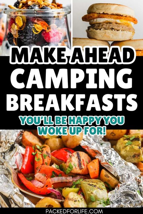 Quick and easy camping breakfast recipes you can make ahead, for easy camp mornings. Camping breakfasts for kids | Make ahead breakfasts for camping | Easy camping breakfast ideas | Make ahead camping meals Easy Campfire Breakfast, Easy Camping Breakfast Ideas Make Ahead, Camping Breakfast Ideas Make Ahead, Easy Camping Meals Make Ahead, Camping Snacks Make Ahead, Make Ahead Camping Breakfast, Healthy Camping Breakfast, Breakfast Camping Ideas, Lunch Ideas Camping