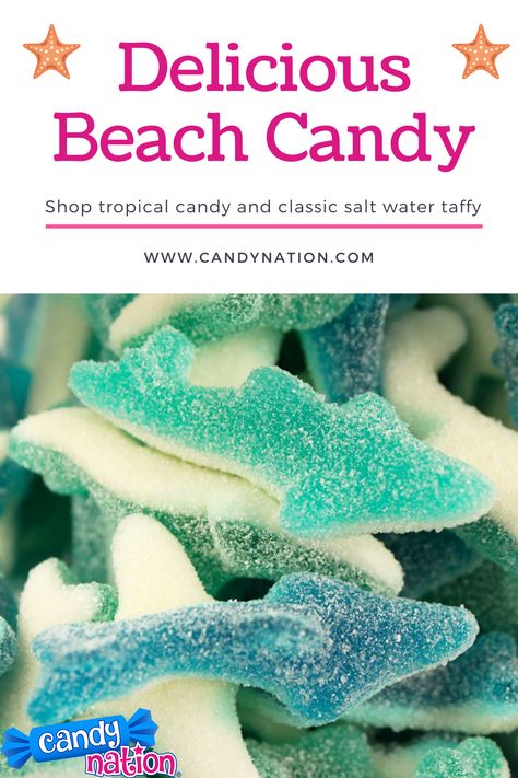 Sour Gummy Sharks Easy Christmas Candy, Saltwater Taffy, Easy Christmas Candy Recipes, Whipped Icing, Moon Pie, Beach Candy, Summer Candy, Candy Cone, Surf Party