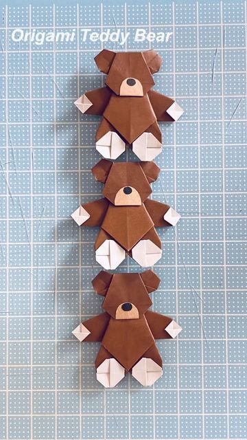 Thank You Origami, Origami Teddy Bear Tutorial, Cute Gifts Paper, Teddy Bear Origami, Teddy Bear Paper Craft, Cute Paper Gift Ideas, Cool Things To Make With Paper, Cute Things To Make With Paper, Fun Arts And Crafts For Kids