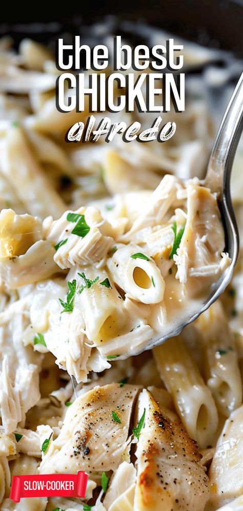 Slow Cooker Chicken Alfredo – Chasety Slow Cooker Chicken Alfredo, Cajun Chicken Fettuccine, Crockpot Chicken Alfredo, Costco Rotisserie Chicken, Slow Cooker Pasta Recipes, Chicken Broccoli Pasta, Crockpot Pasta Recipes, Crockpot Chicken Thighs, Chicken Fettuccine Alfredo