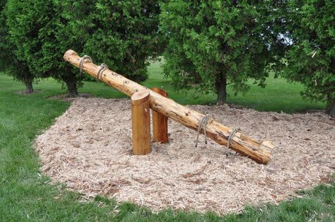 # see saw  # log  can you make this for me david -pretty please? Natural Outdoor Playground, Goat Playground, Kids Yard, Farm Day, Teeter Totter, Natural Playground, Outdoor Diy Projects, Outdoor Playground, Backyard Fun