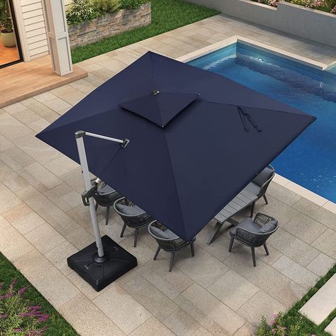 Outdoor Rectangle Umbrella Large Cantilever Umbrella Windproof Offset Umbrella Heavy Duty Sun Umbrella for Garden Deck Pool Patio Deck Pool, Pool Fun, Cantilever Patio Umbrella, Offset Patio Umbrella, Pool Backyard, Garden Deck, Offset Umbrella, Shade Umbrellas, Outdoor Sun Shade