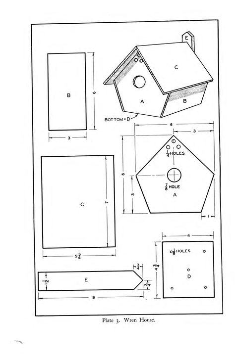 Design from BIRDHOUSES, a book by Paul E. Champion Letters Stencils, Bird House Plans, Birdhouse, Wren, Bird Houses, Bird House, Project Ideas, House Plans, Floor Plans