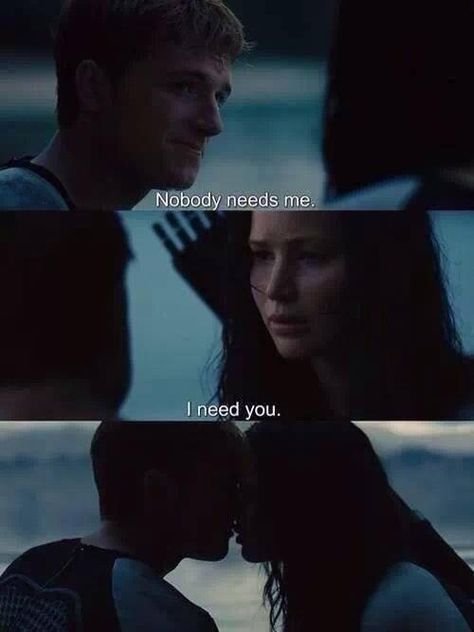 "Nobody needs me." / "I need you." / The Hunger Games / Catching Fire Peeta X Katniss, Peeta Katniss, Hunger Games Wallpaper, Peeta And Katniss, Katniss Peeta, Hunger Games Peeta, Hunger Games Katniss, Games Quotes, Hunger Games Quotes