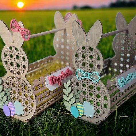 Personalized Bunny Basket | Easter Basket | Custom Easter |  Easter Basket Gift Personalized Easter Baskets, Easter Basket Items, 1st Easter, Personalized Easter Basket, Custom Easter, Personalized Bunny, Bunny Basket, Basket Gift, Easter Gift Baskets