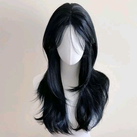 Black Korean Hair, Haircut Styles For Long Hair, Black Hair Japanese, Korean Wig, Korean Wigs, Black Hair Korean, Black Hair Haircuts, Pretty Hair Cuts, Haircuts For Long Hair With Layers