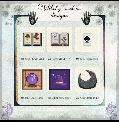 Acnh Amethyst Design, Witchy Animal Crossing Designs, Witchy Custom Design Animal Crossing, Acnh Witch Forest Codes, Acnh Cryptid Designs, Animal Crossing Witchy Island Codes, Witch Animal Crossing Custom Designs, Acnh Crystal, Acnh Magical Designs