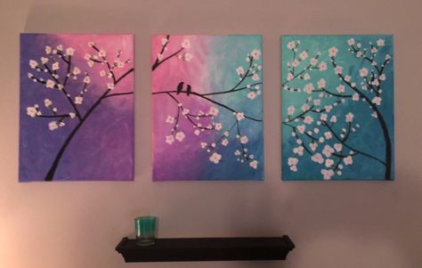 Multi Canvas Painting Ideas Diy, 3 Connected Paintings, Connected Paintings Canvases, Multi Canvas Painting Ideas Easy, 3 Piece Canvas Art Diy Easy, 3 Canvas Painting Ideas, Three Canvas Painting, Multi Canvas Painting, Multiple Canvas Paintings