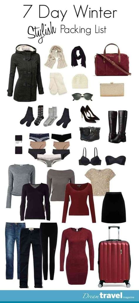 Packing during the winter can be a challenge, but we put together a Dream Travel Stylish winter packing list for a 7 day trip itinerary. Paris Capsule Wardrobe, Travel Outfit Winter, Spain Winter, Winter Packing List, Winter Mode Outfits, Winter Travel Outfit, Travel Spain, Travel Winter, Travel Capsule