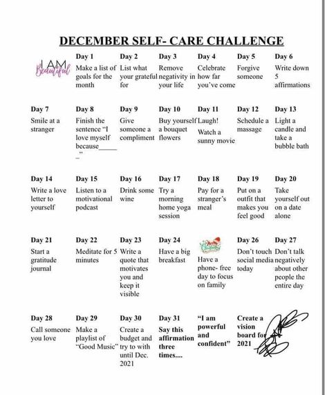 December Glow Up Challenge, December Self Care Challenge, Happiness Challenge, Daily Journal Prompts, Life Routines, Self Care Bullet Journal, Get My Life Together, Get Your Life, Self Care Activities