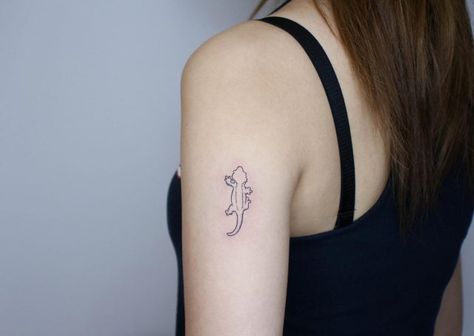 Matching Lizard Tattoos, Cartoon Crocodile Tattoo, Fine Line Lizard Tattoo, Alligator Tattoo Cute, Small Bearded Dragon Tattoo, Chameleon Tattoo Simple, Gecko Tattoo For Women, Small Gecko Tattoo, Small Alligator Tattoo