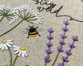 HoopEmbroideryCo | Etsy Beginner Embroidery Kit, Linen Embroidery, Beginners Embroidery, Digital Embroidery Patterns, Crewel Embroidery Kits, Bee Embroidery, Floral Embroidery Patterns, Hand Embroidery Kit, Hand Embroidery Projects