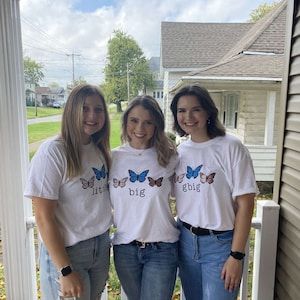 Caterpillar And Butterfly, College Shirt, Big Little Shirts, Big Little Reveal, College Shirts, Cute Butterfly, Big Little, Caterpillar, T Shirts For Women