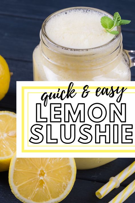 If you're looking for a quick and easy summertime treat, make this delicious lemonade slushie. #lemon #slushie #lemonade #lemonadeslush #dessert #slurpee #frozen #frozenlemonade Lemonade Slushie Recipe, Lemonade Slushie, Lemonade Slush, Country Time Lemonade, Quick And Easy Sweet Treats, Lemonade Slushies, Lemon Juice Benefits, Hot Lemon Water, Slushie Recipe