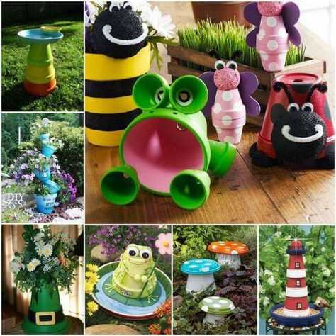 Love the frogs Fun Garden Projects, Clay Pot Art, Clay Pot Ideas, Clay Pot Projects, Flower Pot Ideas, Terra Cotta Clay Pots, Pot Diy, Flower Pot People, Clay Pot People