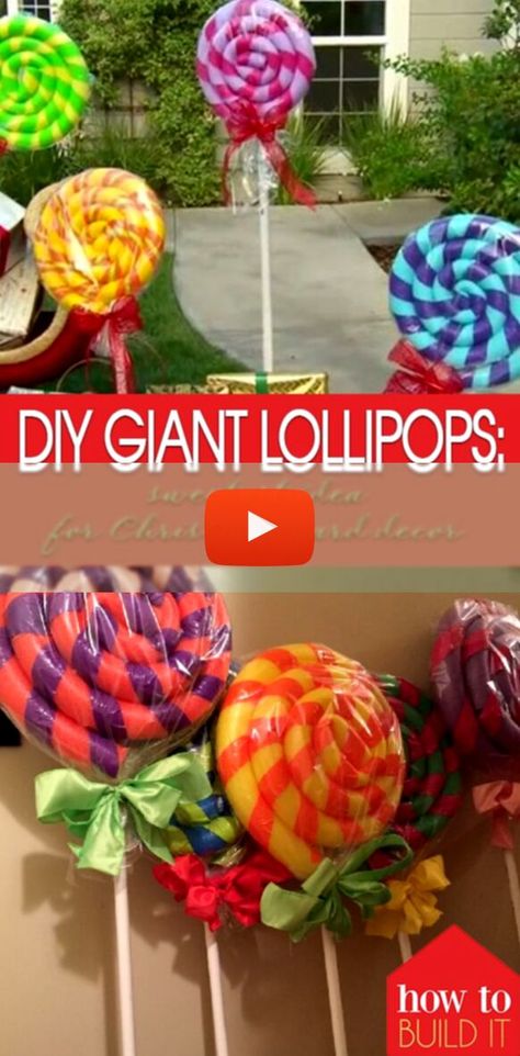 + + DIY Giant Lollipops: Sweetest Idea For Christmas Yard Decor | How To Build It. Diy Giant Lollipops, Christmas Yard Decor, Giant Lollipops, Christmas Wreath Candy, Wreath Candy, Candy Land Christmas Decorations Outdoor, Christmas Yard Decorations, Idea For Christmas, Christmas Yard