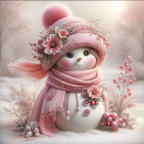 Tout Rose, Paper Christmas Decorations, Diy Snowman, 수채화 그림, Christmas Scenes, Cute Snowman, Christmas Paper, Decoration Christmas, Christmas Images