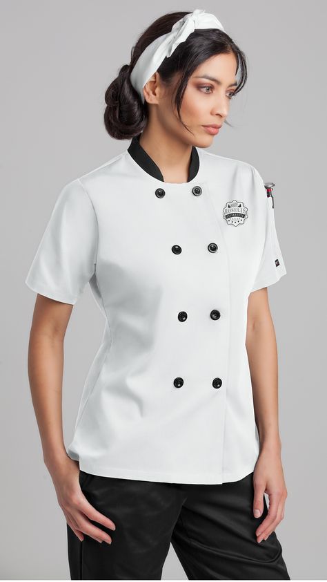 Chef Attire Women, Chef Outfit Women Style Classy, Chefs Uniform Women, Chefs Outfit, Chef Suit Design, Chef Wear Women, Chef Outfit Women, Chef Dress For Women, Women Chef Style