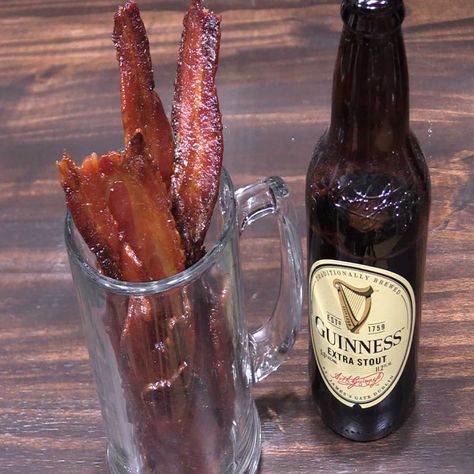 Beer-Candied Bacon Candied Bacon Recipe, Bbq Meatballs, Beer Bacon, Bacon Recipe, Frozen Meatballs, Barbeque Sauce, Candied Bacon, Malted Barley, Bacon Recipes