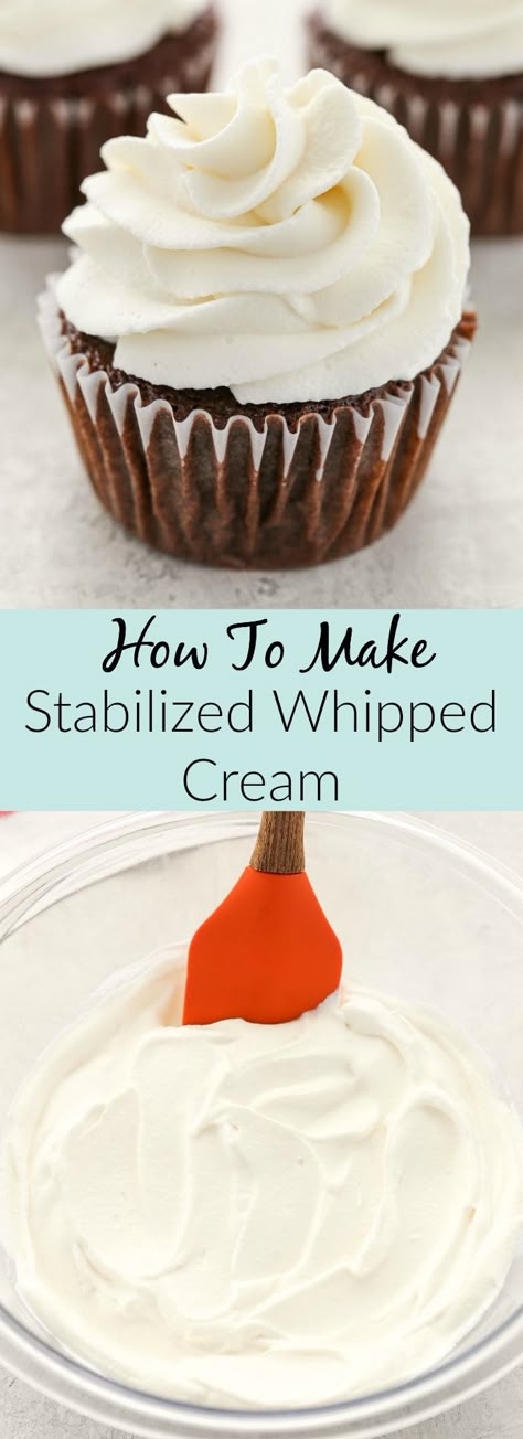 Whipped Cream Dessert Ideas, Whip Cream Cake, Sturdy Whipped Cream Frosting, Stable Whipped Cream, Stabilized Whipped Cream Frosting, Frost Cupcakes, Whipped Cream Icing, Cake With Whipped Cream, Whipped Icing