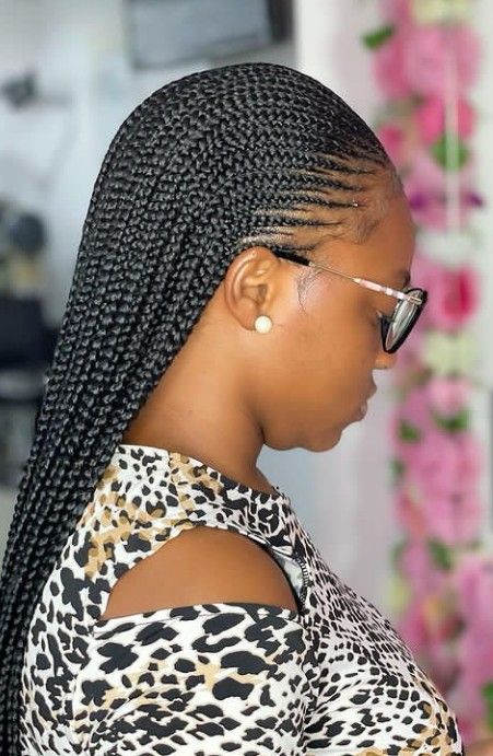 Invisible Braids Cornrows, Mini Cornrows Braids, Half Cornrows Half Box Braids Black Women, Cornrows With Twists In The Back, Simple All Back Cornrows Hairstyles, Diy Cornrows, Half Cornrows Half Braids, Corn Row Hairstyles, Haircuts For Double Chin