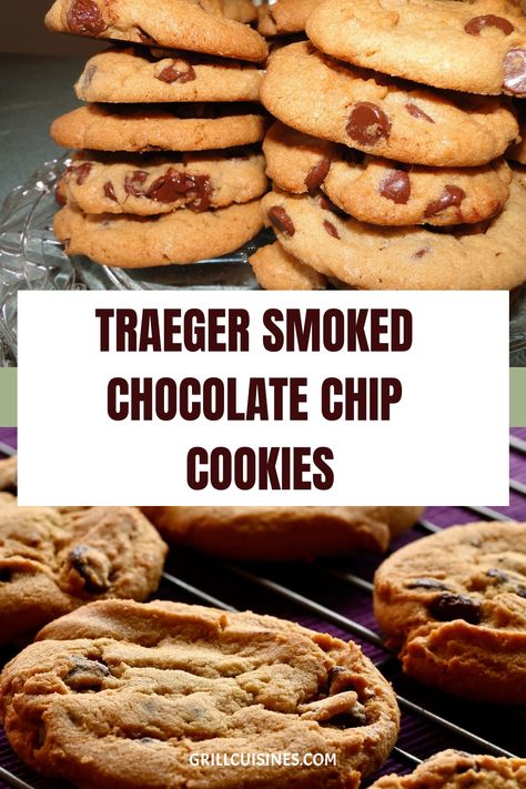 Try simple and easy Traeger Smoked Chocolate Chip Cookies recipes. The quality ingredients used in this Soft Chocolate Chip Cookies recipe give them a unique smoky flavor. These smoked cookies are easy to make and perfect for dessert after grilling or smoking a main meal smoker.#traegerrecipes#traegerdesserts#dessertsontraeger#TraegerGrillRecipes, Pellet Grill Recipes, Smoked Food Recipes, Smoker Recipes, Grilling Recipes. Louisiana Grill Smoker Recipes, Low Sodium Smoker Recipes, Smoked Cookie Recipes, Smoked Cookies, Smoked Peanuts Recipe, Smoked Pizza On Pellet Grill, Easy Traeger Grill Recipes, Traeger Dessert Recipes, Smoker Dessert Recipes