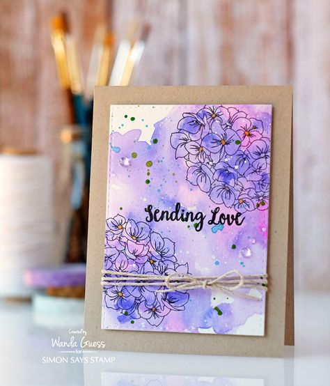 Purple Card Ideas, Creative Greeting Cards Handmade, Watercolor Gift Card, Painted Cards Handmade, Card Decorating Ideas, Watercolor Greeting Cards Handmade, Paint Cards Ideas, Cute Cards Ideas, Greetings Card Ideas