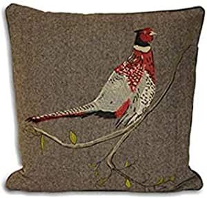 Paoletti Hunter Pheasant Herringbone Weave Piped Cushion Cover, Brown, 45 x 45 Cm Piped Cushion, Brown Cushions, The Hunter, Square Pillow Cover, Velvet Cushions, Cushion Pads, Pheasant, Scatter Cushions, Embroidered Design