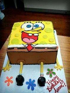 Spongebob Squarepants cake by Brittny Miller with Artisan Kitchen in Paducah, Ky Spongebob Squarepants Cake, Spongebob Birthday Cake, Artisan Kitchen, Spongebob Cake, Spongebob Birthday Party, Spongebob Party, Birthday Baking, Spongebob Birthday, Girl Bday Party