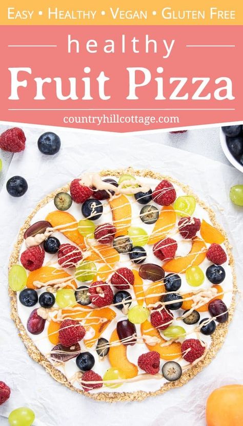 Low Calorie Fruit Desserts, Low Calorie Fruit Pizza, Low Carb Fruit Pizza, Vegan Fruit Pizza, Healthy Fruit Pizza Recipe, Healthy Dessert Pizza, Low Sugar Dinner Recipes, Berry Topping, Fruit Pizza Frosting