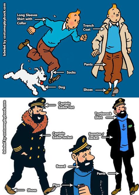 Dress up as Tintin, Captain Haddock, and other memorable characters from Adventures of Tintin! Full guide at: http://costumeplaybook.com/comic-books/2954-adventures-tintin-costumes/ Captain Haddock Costume, Tintin Costume, Tintin And Haddock, Movie Character Dress Up, Tintin Characters, Thomson And Thompson Tintin, The Adventures Of Tintin Movie, Adventure Of Tintin, The Adventures Of Tintin