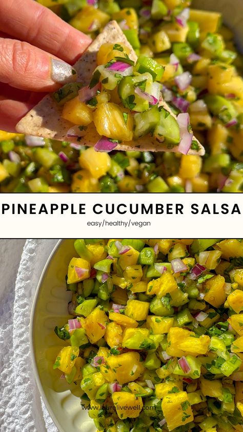 Pineapple Cucumber Salsa Grilled Pineapple Salsa, Pineapple Salsa Recipe, Cucumber Salsa, Pineapple Salsa, Fresh Pineapple, Taco Night, Homemade Salsa, God Mat, Salsa Recipe