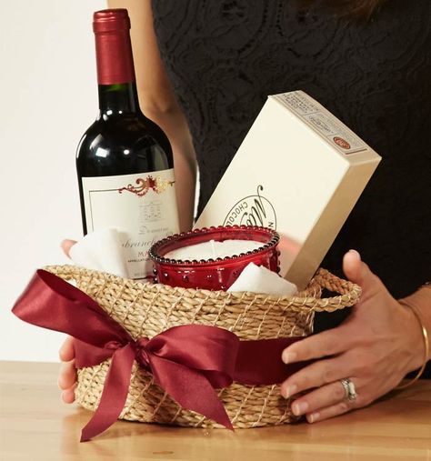 Wine Baskets and More Happy Holidays and God Bless http://www.dpbolvw.net/click-7389025-10594230" target="_top"> Hostess Gift Basket, Diy Wine Gift Baskets, Wine Gifts Diy, Wine Candle, Homemade Easter Baskets, Basket Gift Ideas, Wine Gift Baskets, Wine Baskets, Easter Basket Diy