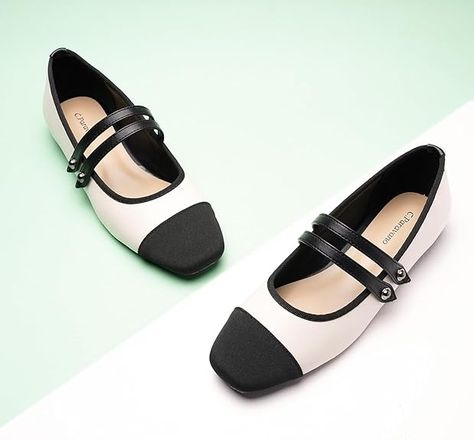 Amazon.com | C.Paravano Mary Jane Shoes for Women | Womens Square Toe Flats | Blue Mary Jane Flats | Women's Flat for Wedding (Size 8,Blue_d) | Flats Square Toe Flats, Blue Mary, Black And White Flats, Mary Jane Shoe, Blue Flats, Mary Jane Flats, Leather Mary Janes, Jane Shoes, White Flats