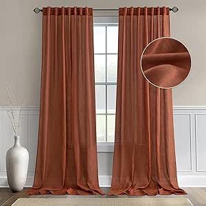 MIULEE Linen Curtains 84 Inch Length for Living Room 2 Panels, Burnt Orange Rust Rod Pocket Back Tab Light Filtering Semi Sheer Soft Linen Window Fall Drapes Farmhouse Curtains for Bedroom Farmhouse Curtains, Curtains For Bedroom, Light Filter, Farmhouse Bedroom, Linen Curtains, Curtains Bedroom, House Inspo, Rod Pocket, Burnt Orange