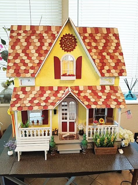 The Arthur Dollhouse by Greenleaf Harrison Dollhouse, Arthur Dollhouse, Beach Trailer, Rattan Placemat, Clapboard Siding, Cute Little Houses, Doll House Plans, Stucco Exterior, Mini Blinds